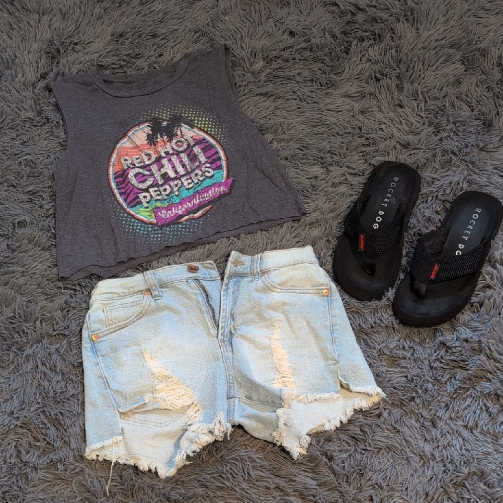 Distressed High Waisted Jean Shorts